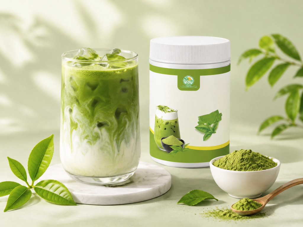 Bột matcha trà xanh TNV Food Hình minh họa matcha latte với bột matcha TNV Food