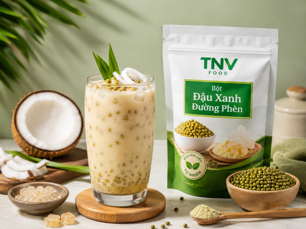 Bột đậu xanh đường phèn hình minh họa đậu xanh sữa dừa tnv food
