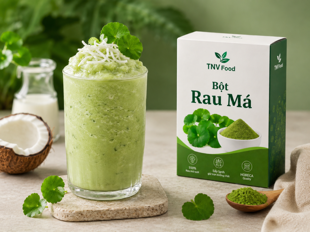 Bột rau má TNV Food hình minh họa rau má đá xay với bột rau má tnv food
