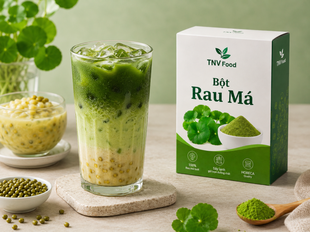 Bột rau má TNV Food hình minh họa rau má đậu xanh với bột rau má tnv food