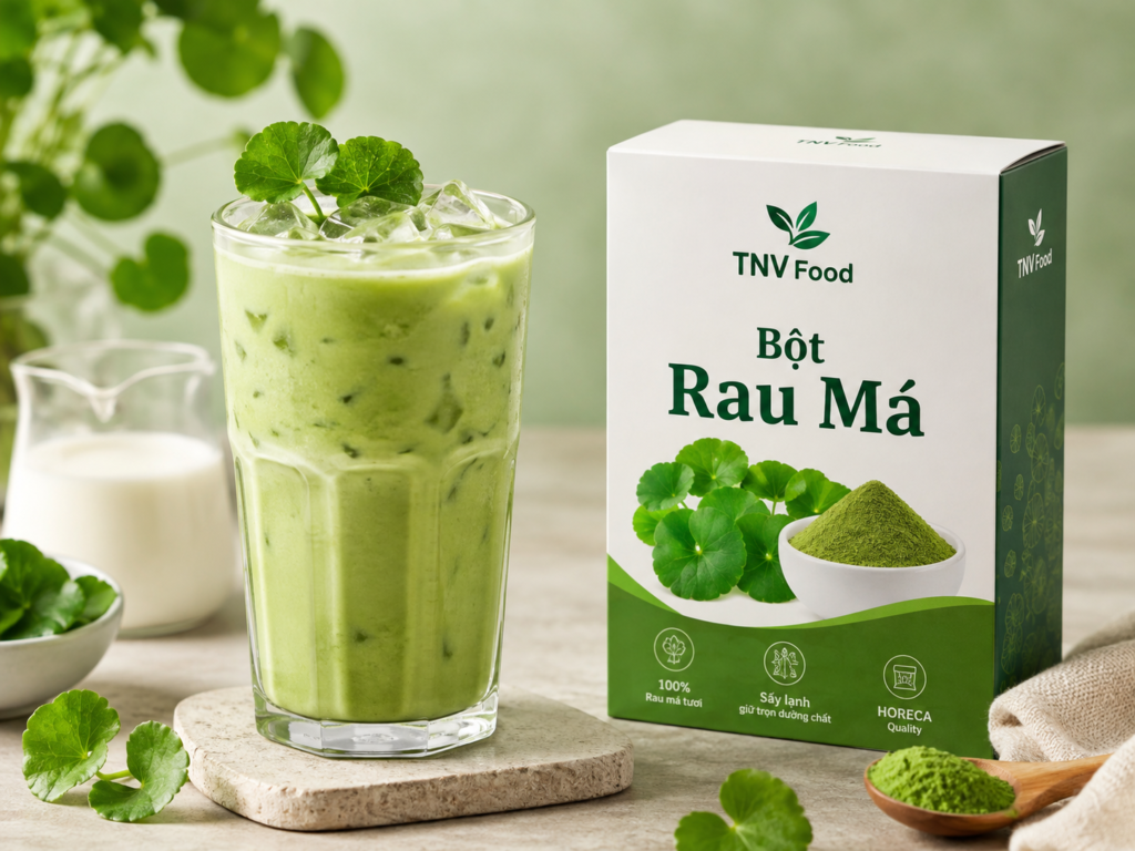 Bột rau má TNV Food hình minh họa rau má sữa với bột rau má tnv food